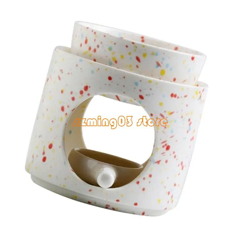 H9EC Titik Berwarna -warni Keramik Aromas Diffuser Burners Dengan Tealight Holder Spoon dan Bowl yang Dapat Dilepas untuk wangi