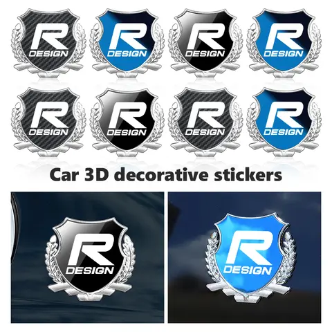 For Volvo 3D Metal Car Styling Sticker Emblem Badge Decals Accessories R RDESIGN XC60 XC90 V60 V40 XC40 V50 S80 S90 V90 V70