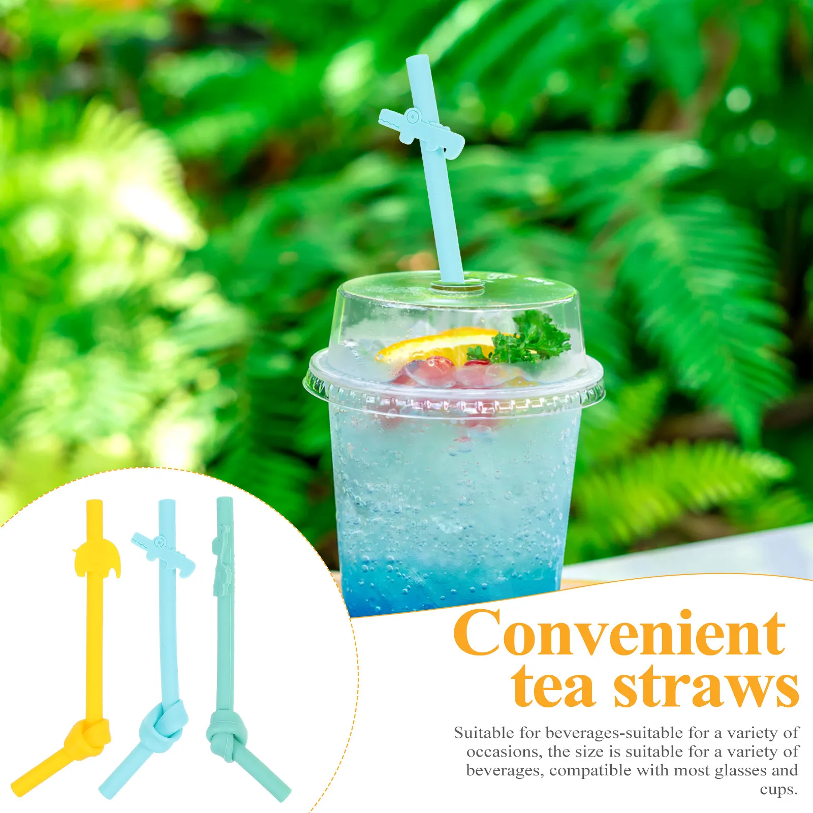 3Pcs Silicone Straws Large Diameter Even Rice Paste Sucked Smooth Sucking No Hurt Lips Portable Compact Adorable Juice