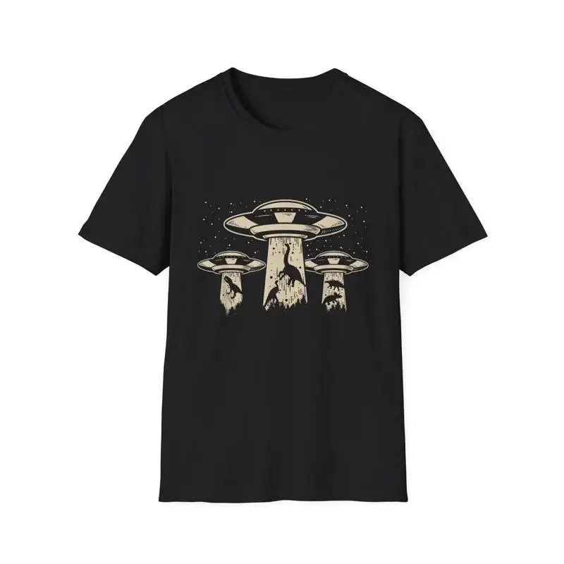 Dinosaur Alien Abduction Unisex Softstyle T Shirt