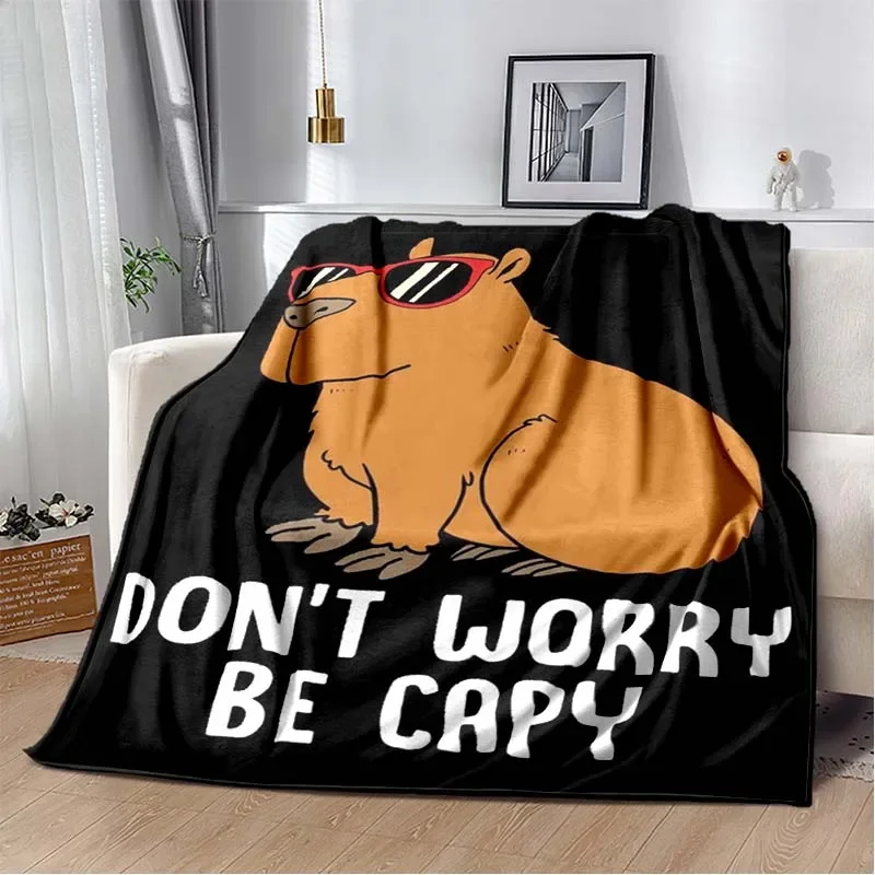 The Capybara Club Anime Blanket Soft Plush Children's Warm Blanket Cube Cama Cute Blanket Picnic Blanket Blankets for Beds Gifts