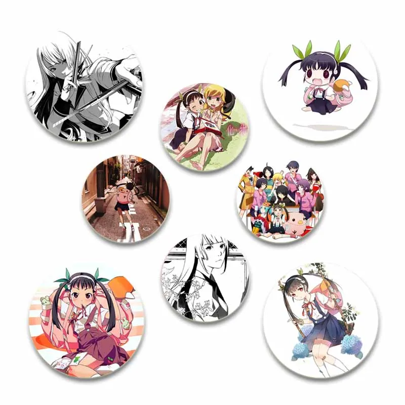 58mm Anime Bakemonogatari Enamel Pins Handmade Brooch for Clothes Backpack Decoration Cartoon Badge Jewelry Accessories  Gifts