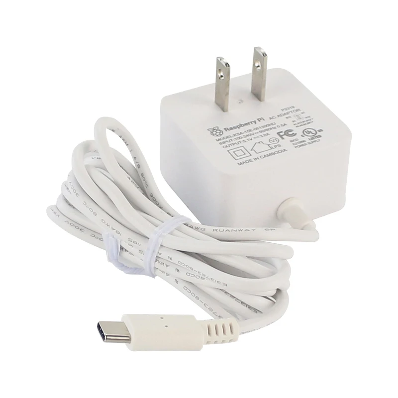 オリジナル Raspberry Pi 4 公式 USB-C 電源 5.1V 3A ホワイト電源充電