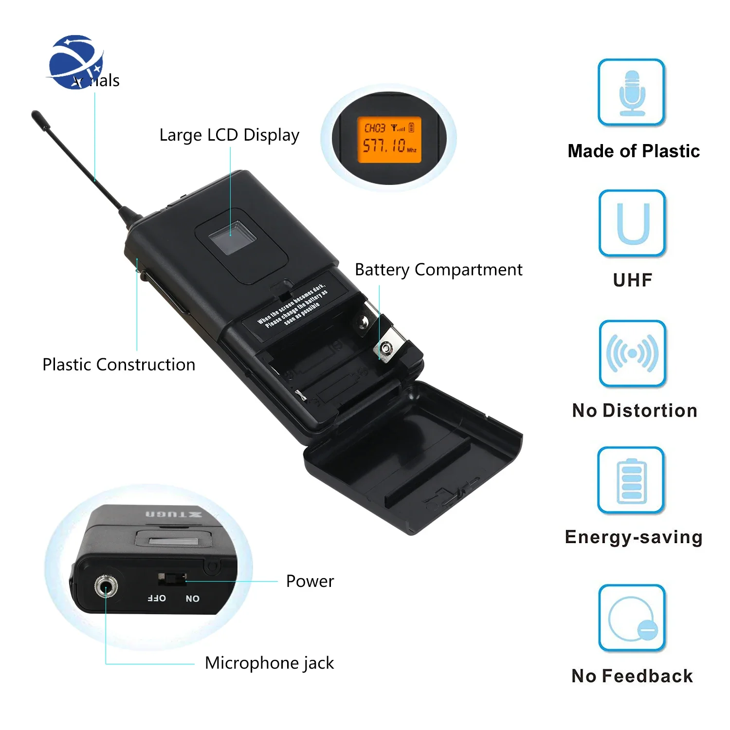 XTUGA A400 sistema con micrófono inalámbrico de alta calidad micrófono UHF 4 canales dinámico profesional 2 cartuchos de mano micrófono