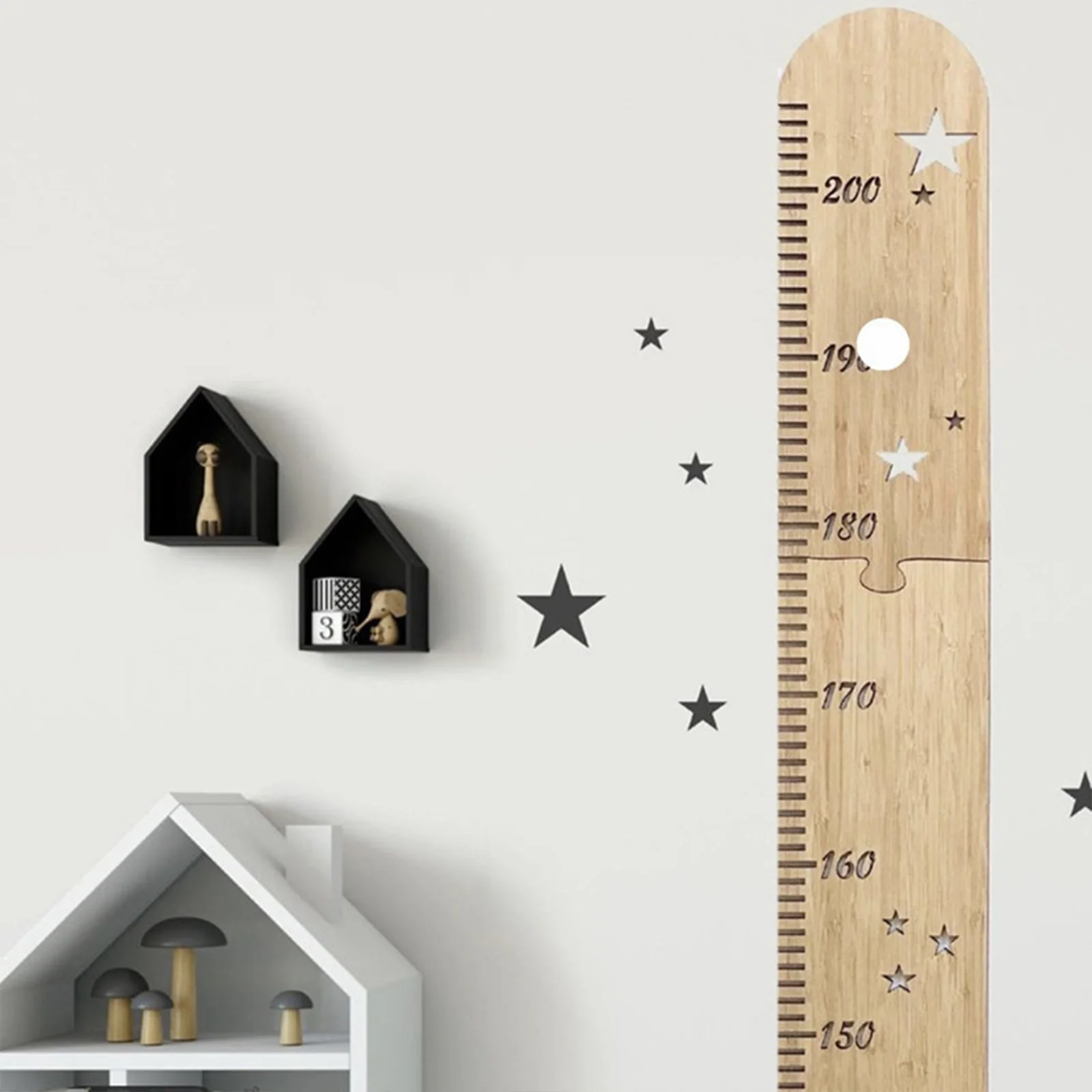 Nordic Wooden Kids Height Growth Chart Ruler Baby Children Height Gauge Room Decoration Wall Meter Measurement Stickers 50-200CM