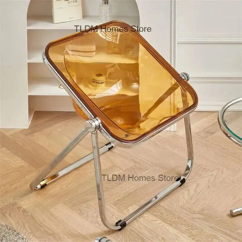 

Ins Nordic Transparent Minimalist Acrylic Folding Chair Home for Kitchen Furniture Creative Designer Makeup Chair Dining Chair