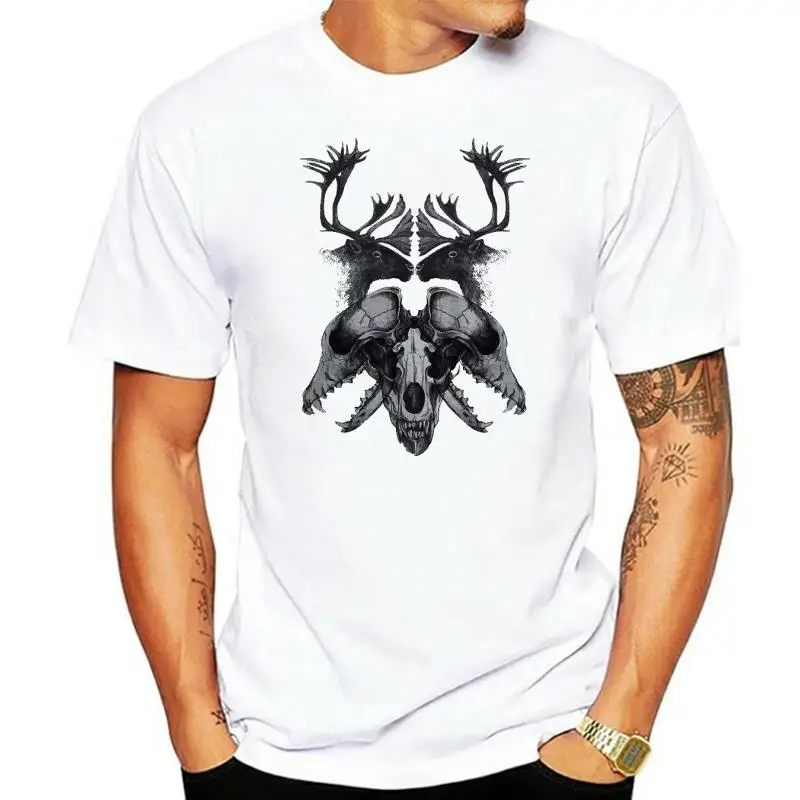 Caribou skulls tshirt Animal skull nature wildlife rorschach art screen printed t shirt tees men Cool skull shirts Alaska art