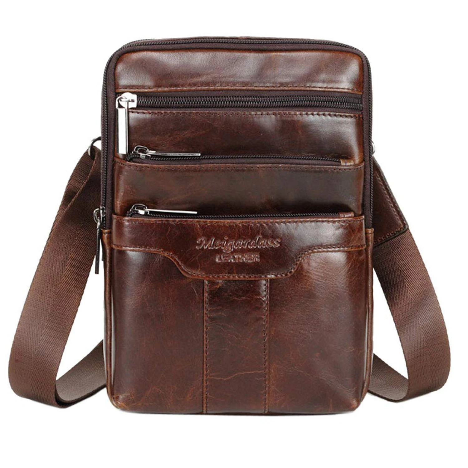 

Men's and Women's Outdoor Travel Business Small Leather Crossbody Bag, Messenger Bag, Brown, for Daily Commuting, Boyfriend Gift