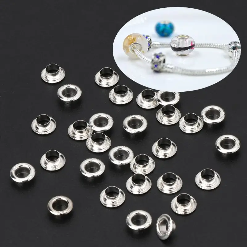 30Pcs Silver Plated Smooth Beads Large Hole Beads For Jewelry Making 40GB