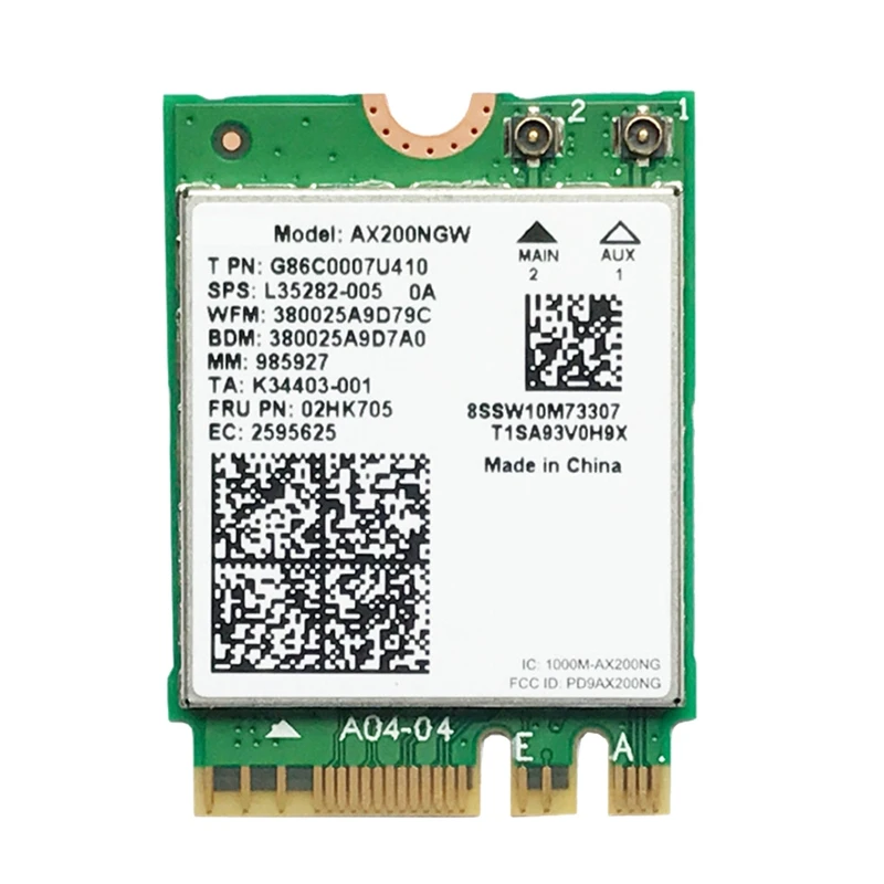 Network Card Wifi Card AX200 AX200NGW M.2 NGFF Bluetooth 5.0 Wifi 6 2.4G/5G 802.11Ac/Ax