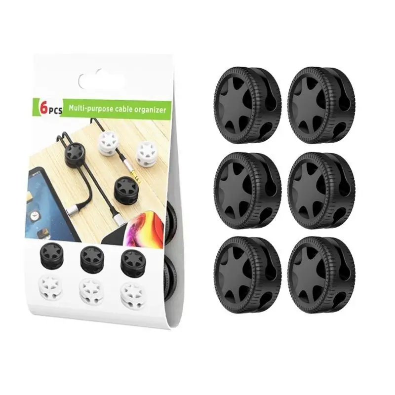 652F 6PCS 케이블 관리 코드 주최자 케이블 클립 접착제 홀더 골키퍼 데스크 코드 헤더 데스크탑 전화 충전