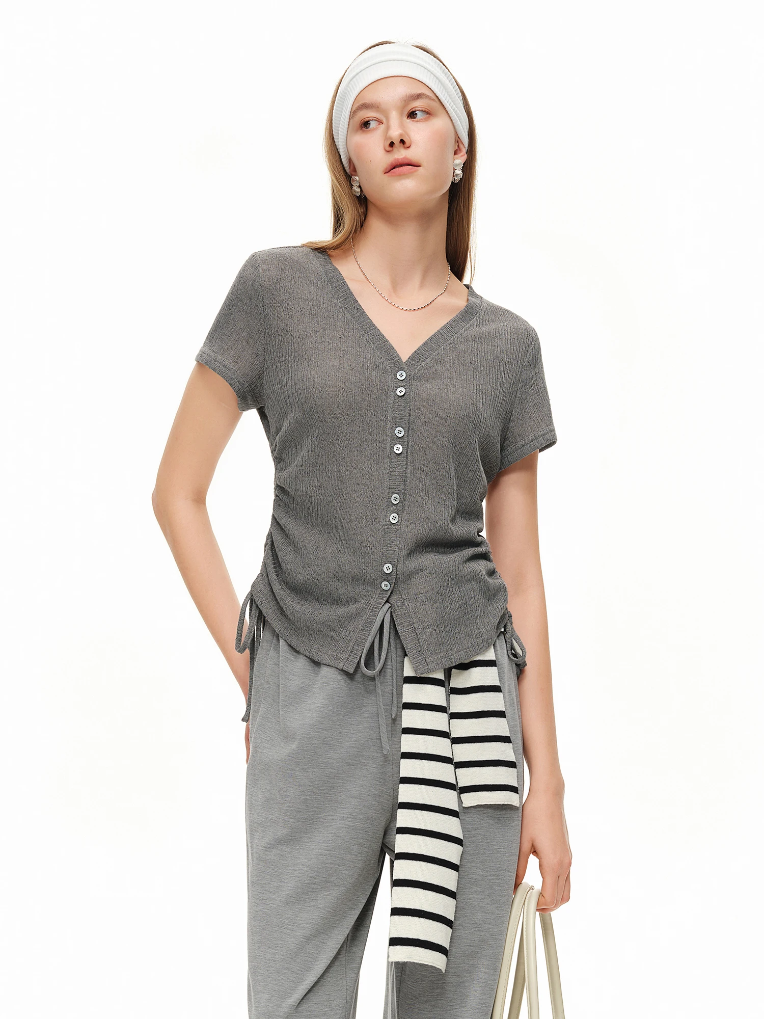 DUSHU Lightweight V-neck Linen - Short Linen Drawstring recension och pris
