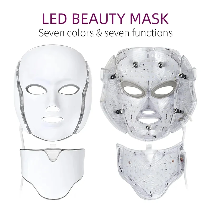 Masque Photon Thé Heavy Anti-acne LED, 7-colliers, Éliminateur de Cheveux, Spa, Blanchissant, Outils de Soins