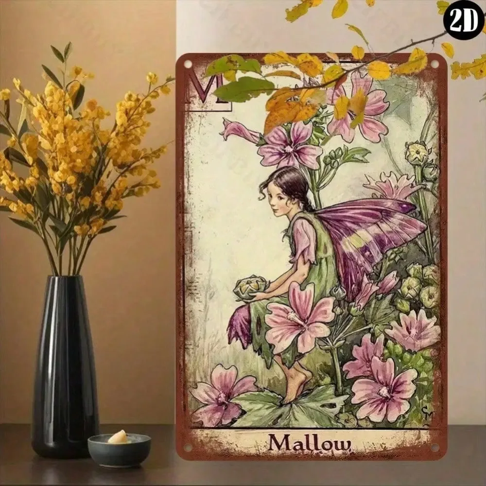 Mallow Rustic Fairy Wall Art 8x12 Inch - UV Printed Vintage Plaque, Dustproof Waterproof Decor For Home Office Bar Cafe Bedroom