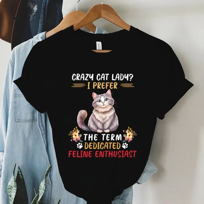 

Женские футболки Crazy Cat Kawaii Fat Kittens с графическим рисунком, забавные животные, женская одежда Y2k, эстетические футболки Camiseta Mujer