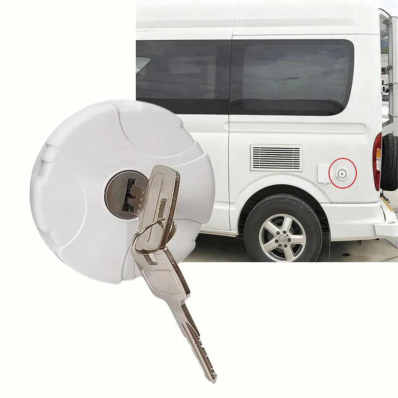 1 مجموعة RV خزان المياه قفل غطاء حشو المياه مع مفاتيح البلاستيك الأبيض ل Fiamma قافلة متنقل OEM98658002 RV اكسسوارات #2