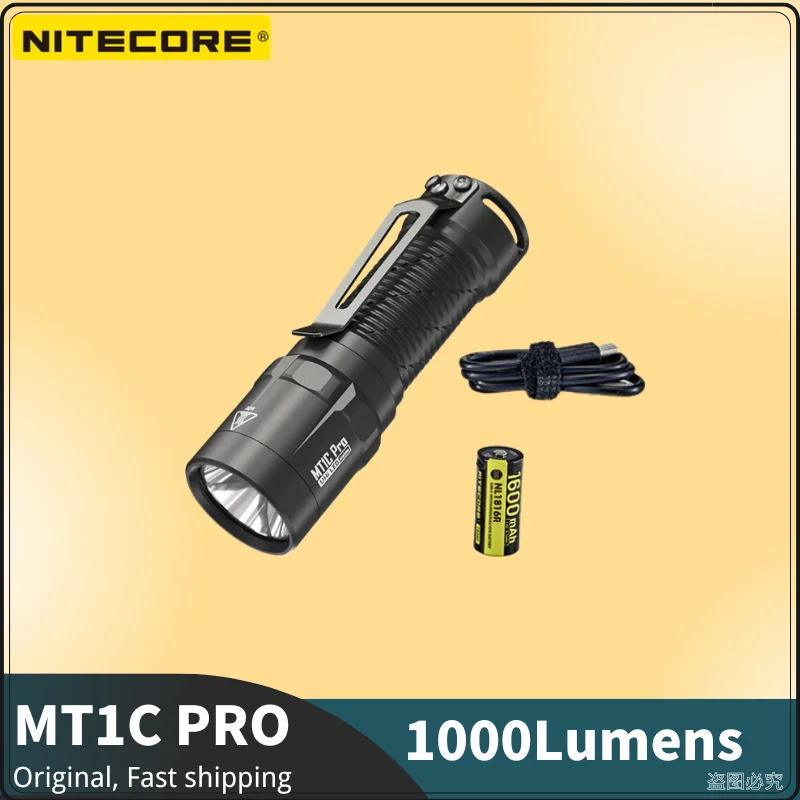 Nitecore MT1C Pro EDC torcia compatta 1000lumen USB-C LED UHi ricaricabile Include batteria da 1600mAH