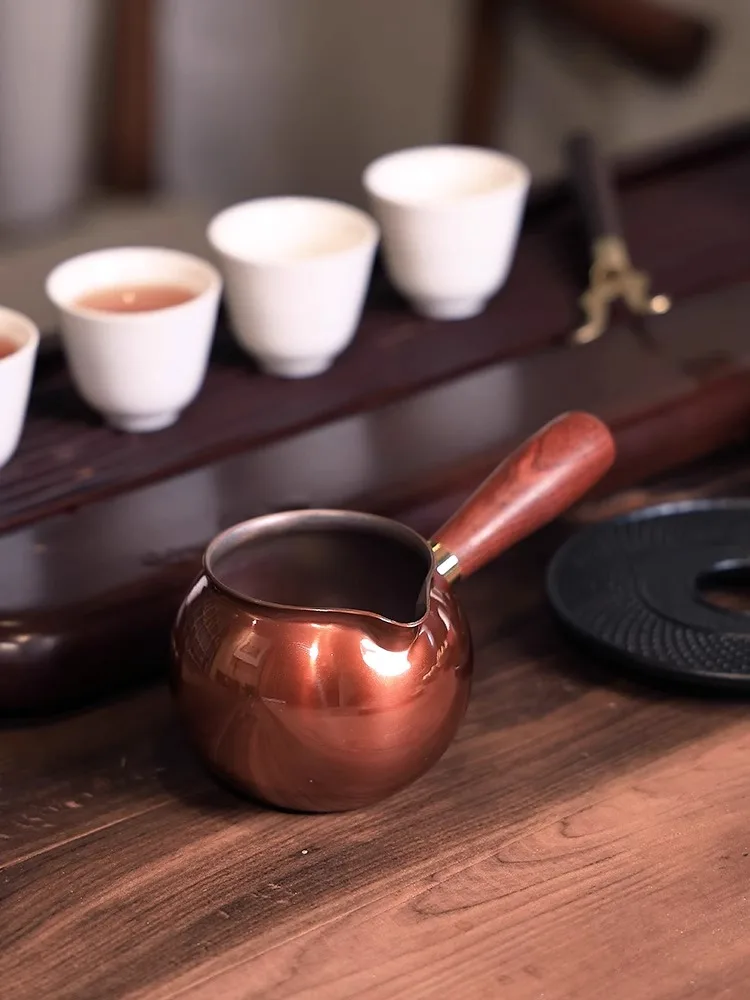 

Pure copper side handle teapot for boiling tea and brewing tea, handmade purple copper side handle, fair cup, high-end Chinese s