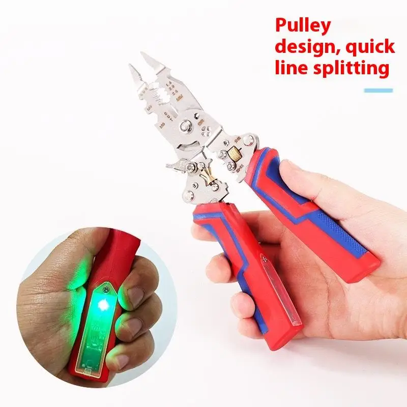 Multifunctional Wire Stripper With Electrical Test Pen Foldable Cable Cutter Crimper Tool, Electrical Folding Pliers For Cutting