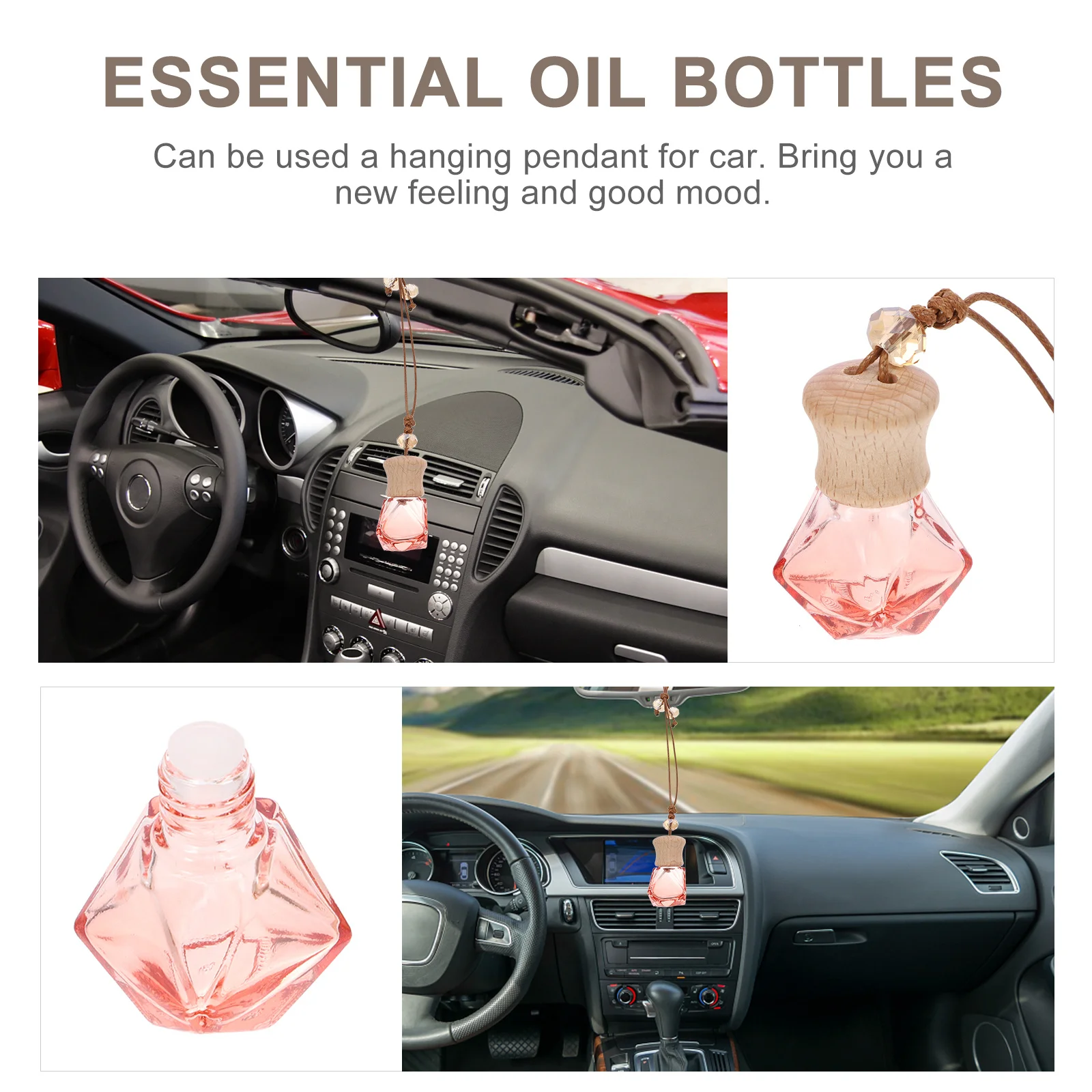

3pcs Perfume Small Glass Bottles for Essential Oil Car Bottle Pendant Car Air Freshener Durable Creative Gift