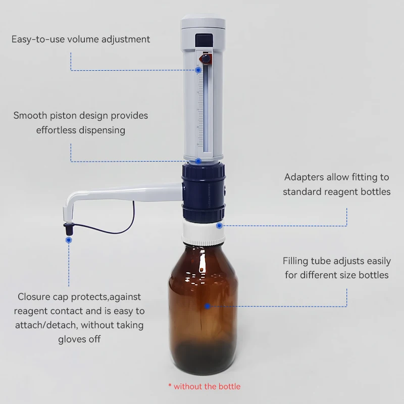 WESTTUNE Bottle Top Dispenser Autoclavable Quantitative Laboratory Dispenser with Adapters for Laboratory Research DispenserMate