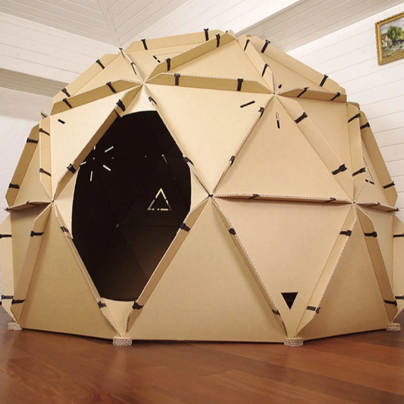 Super Large Model Building Kits Children Play House Dome Corrugated Paper Material Indoor Model House Kits Games Paper Houses