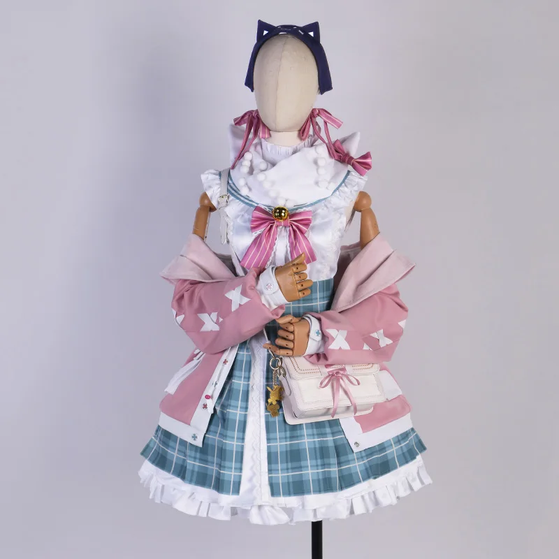 The Vtuber Millie Parfait Cosplay Pink Sweet Lolita Winter Costume Japanese high school plaid skirt Women suit H