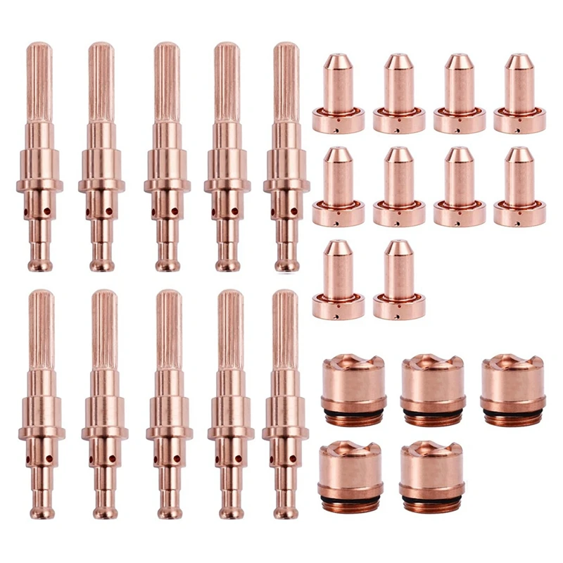 

10Pcs 9-8215 Electrode And 10Pcs 9-8209 Plasma Cutter Nozzle Tips And 5Pcs 9-8235 Plasma Cutter Drag Shield Cup