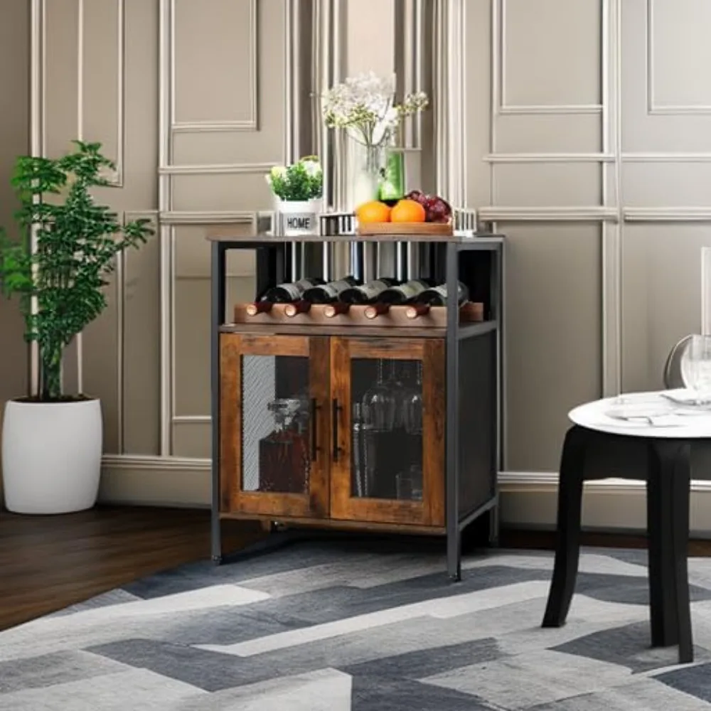 X-cosrack Wine Bar Rack Cabinet with Detachable Wine Rack, Coffee Barwith Glass Holder, Small Sideboard and Buffet Cabinet with