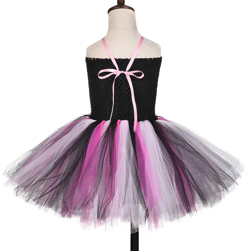 Pink Black Pirate Costumes for Girls Carnival Halloween Fancy Dress with Mask Headscarf Kids Disguised Tutu Outfit Child Clothes