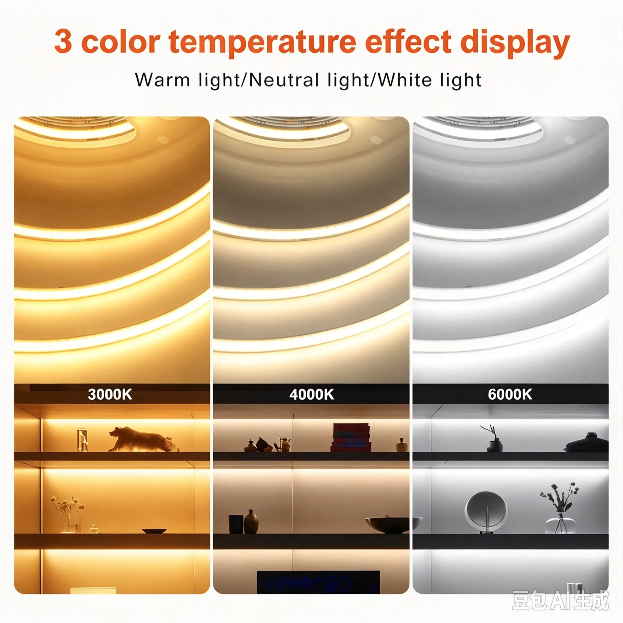 1 Roll of Cob Led Light Strip with Button Switch, Physical Button Switch, White Light/Warm Light/Natural Light, 0.3m to 5m Meters, Can Be Cut and Pasted, Suitable for Kitchen Cabinets, Display Cabinets, Desks, Under-Ca