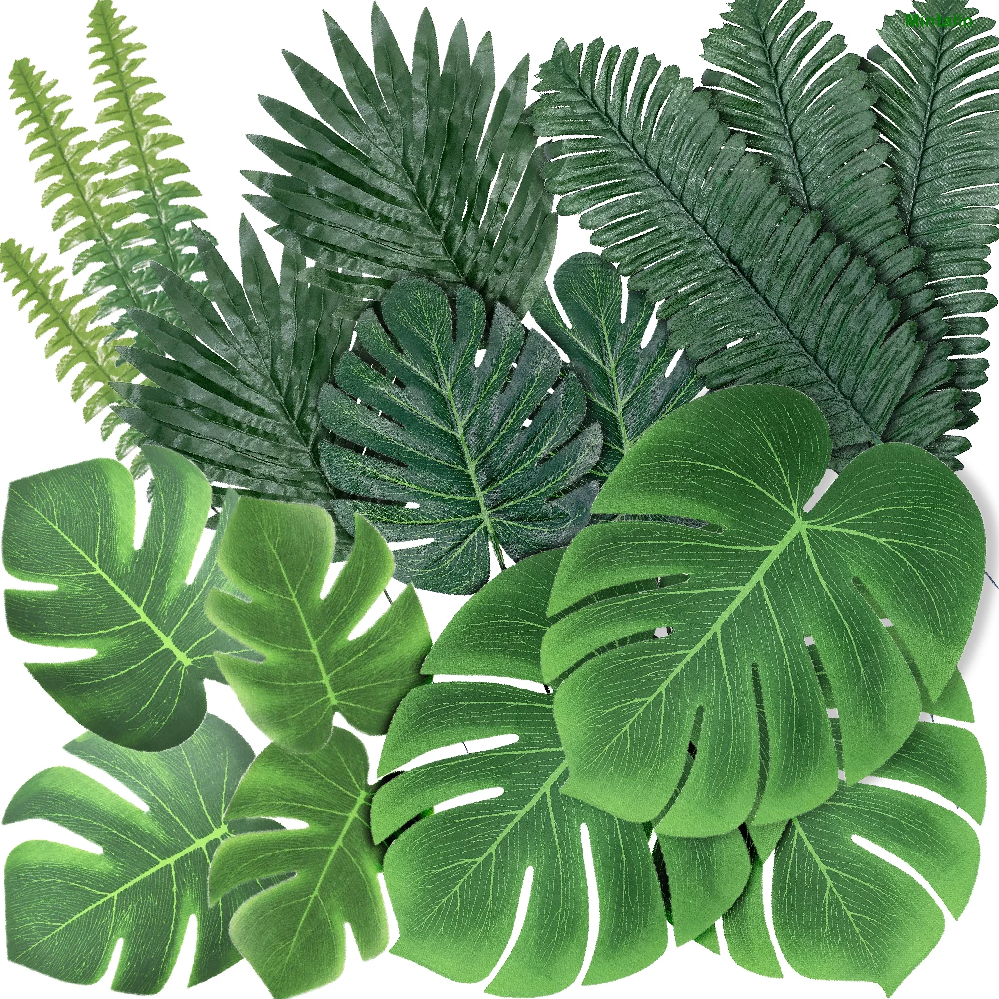 

Artificial Palm Leaves Kit Fake Monstera Deliciosa Faux Fronds Tropical Plants Greenery Jungle Hawaiian Theme Party Decor