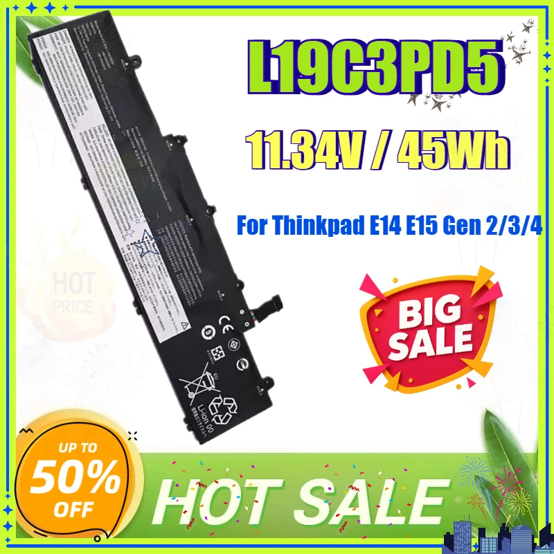 SWZY L19C3PD5 Laptop Battery for Lenovo ThinkPad E14 E15 Gen2/3 5B10X02603 5B10X0260 SB10X02597 SB10X02591 L19M3PD5 L19L3PD5 L20