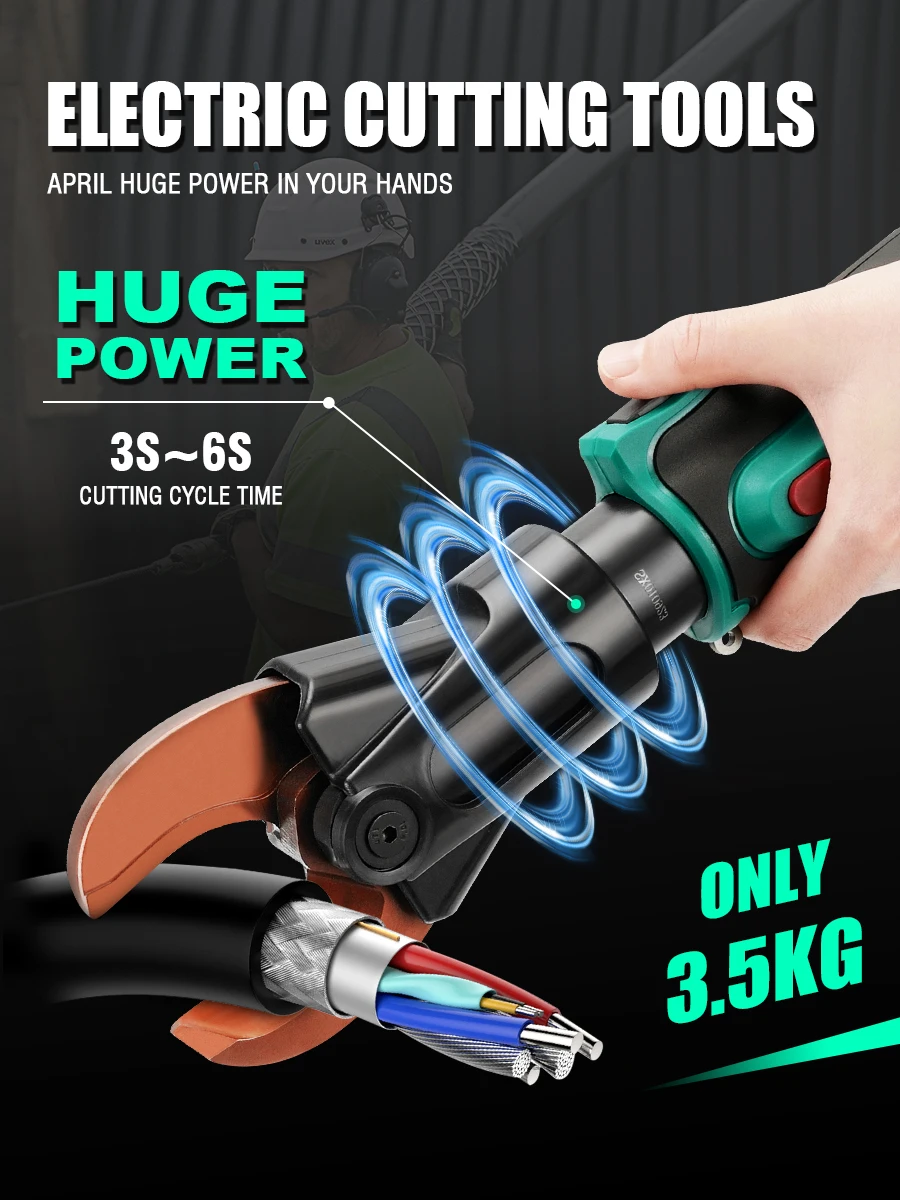 APRIL Portable Battery Cutting Tool Electric Mini Scissor Machine PZ-35C for Copper Aluminum Cable or Cu/Al Armored Cable ≤Φ35mm