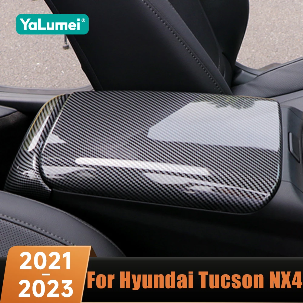 

Carbon Fiber Car Center Console Arm Rest Lid Central Armrest Box Pad Cover For Hyundai Tucson NX4 2021 2022 2023 Hybrid N Line