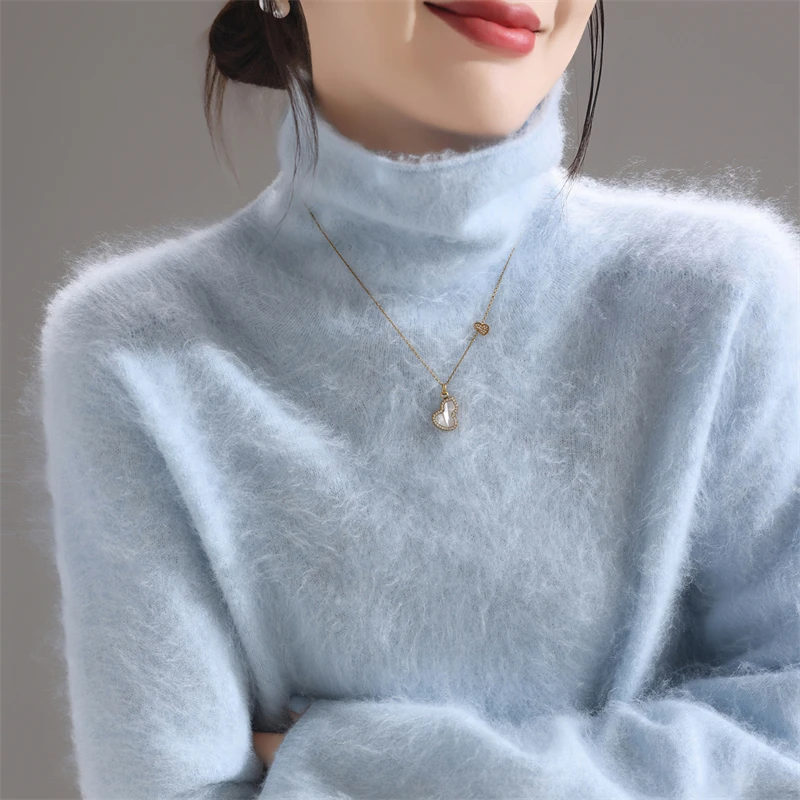 2025 جديد 100% ميرينو رداء علوي من الصوف المرأة كومة طوق نحى بلوفر مغزول بلون كبير الحجم بلايز الخريف الملابس الدافئة