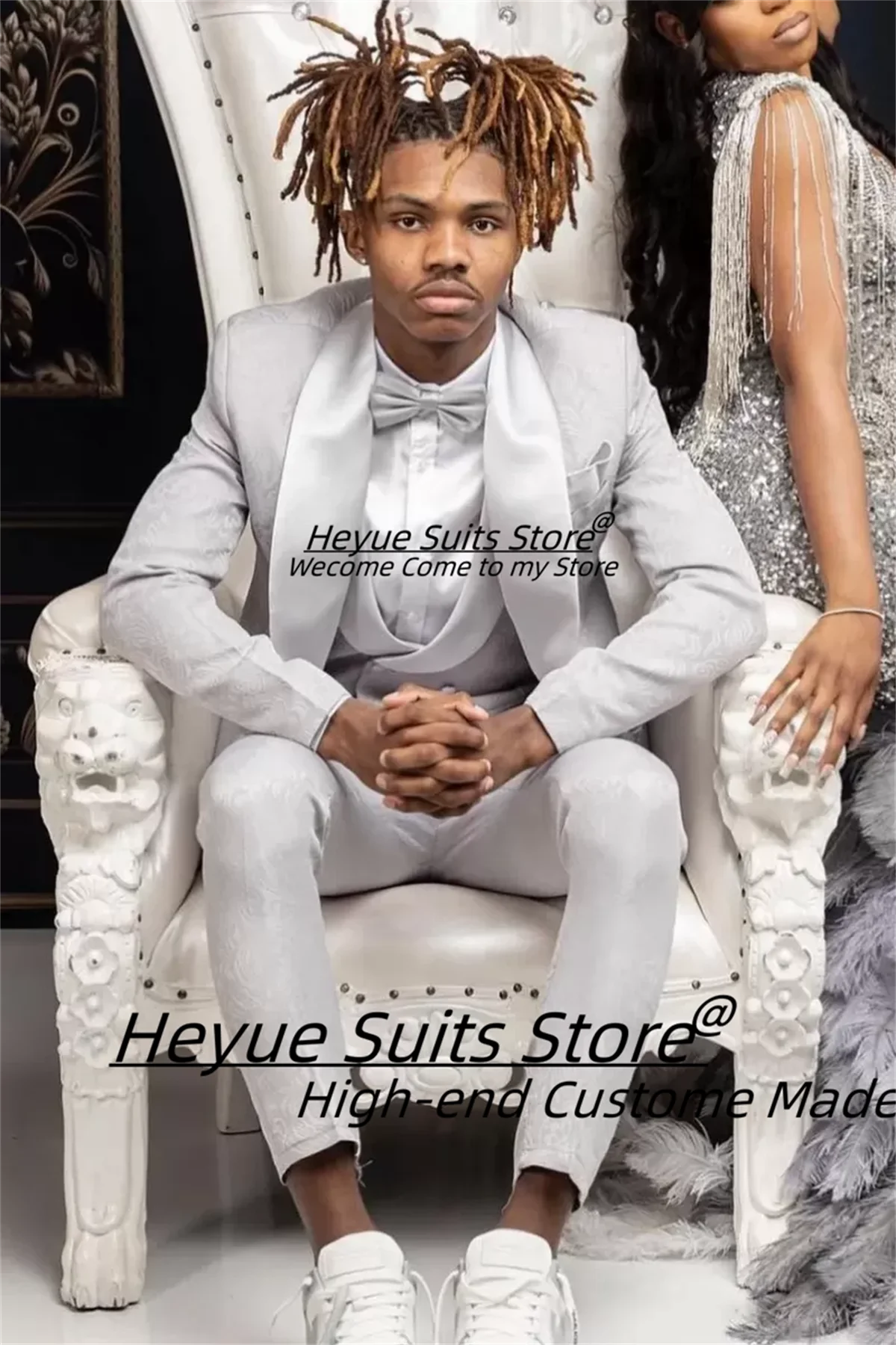 

Customized Luxuly Gray Groom Wedding Tuxedos Slim Fit Notched Lapel Men Suits 3 Pcs Sets Business Male Prom Blazers Ropa Hombre
