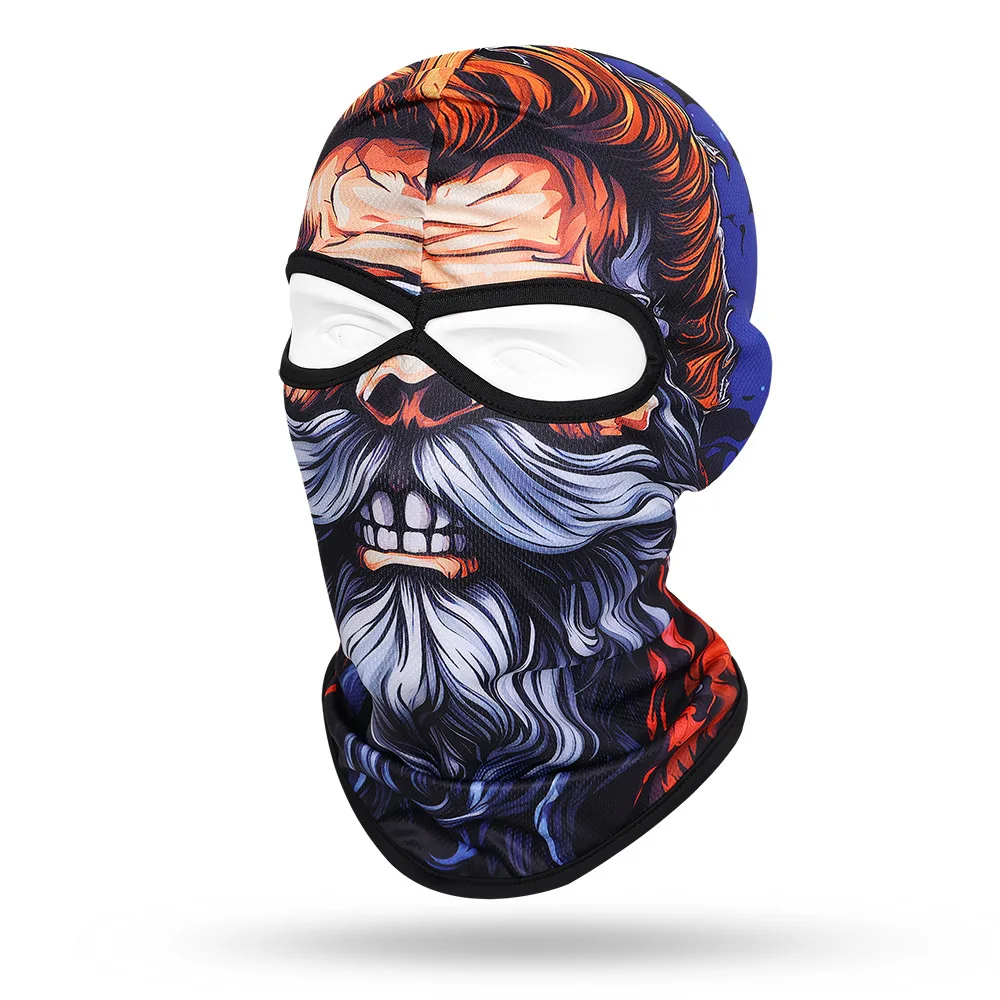 Multi-function 3D Printing Balaclava for Men and Women, 2 Holes, Beard Old Men Face Mask, Skull Cap Cover, Dry Quick