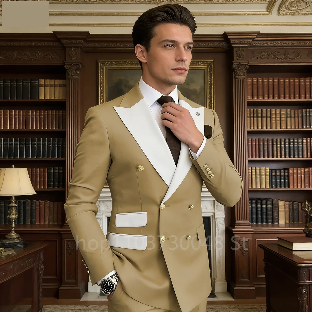 

Мужской однотонный приталенный костюм-двойка для свадьбы, выпускного вечера, торжественных мероприятий, лучший наряд для шаферов