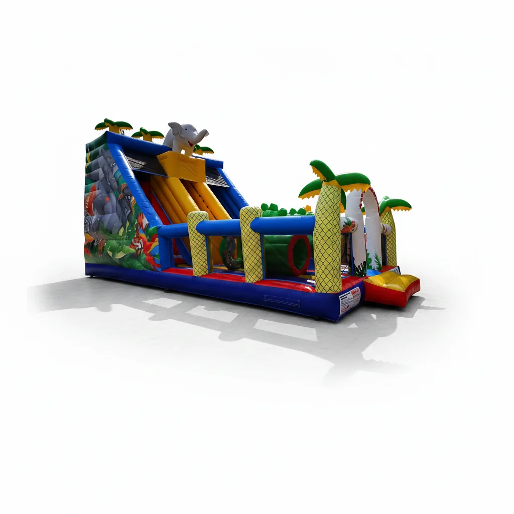 Elephant Inflatable Bounce House Castle Obstacle Course Slide for Commercial Party Rental