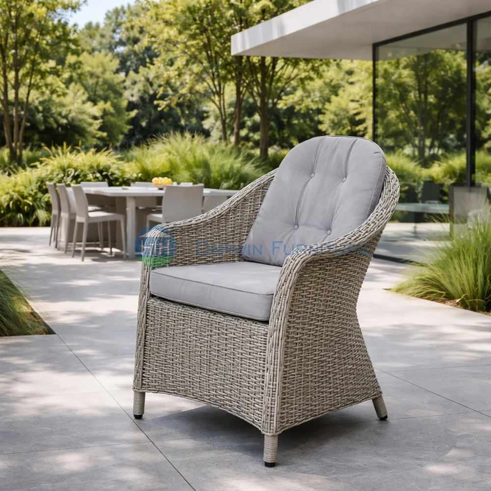 

Modern Outdoor Restaurant Dining Arm Chairs PE Rattan Waterproof Durable Outdoor Chair Sitting Wholesale Price Garden Chairs