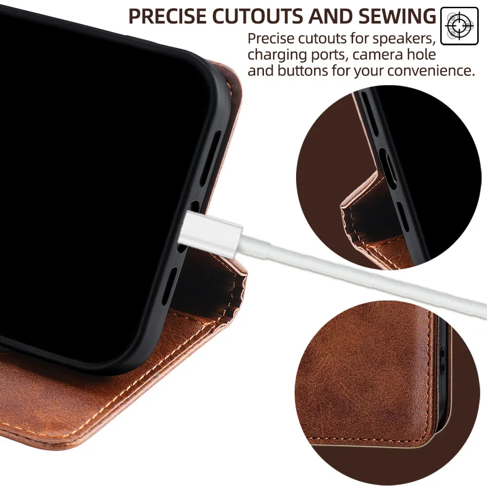 GEFENIS Leather Case For Xiaomi Poco F6 Pro C61 POCO X6 Neo M6S M6 Magnetic Flip Wallet Case Protective Cover Card Slots Holster