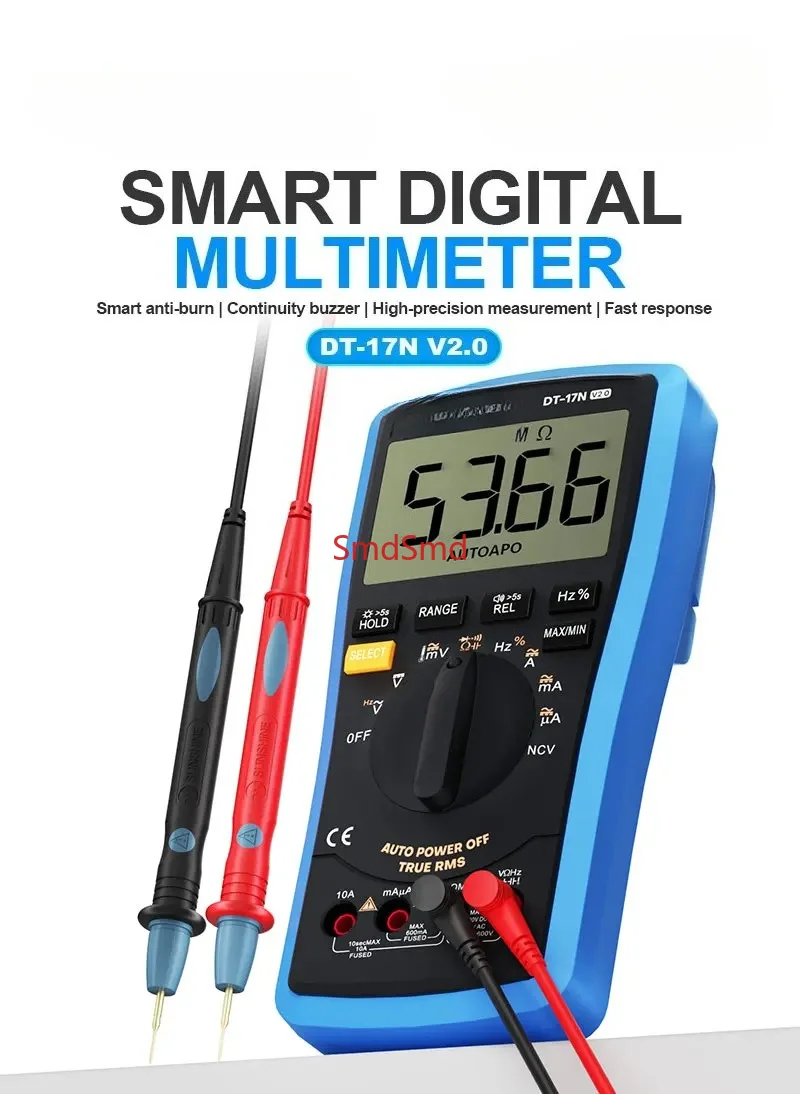 DT-17N Auto Range LCD Display Multimeter Digital Multimeter Automatic Digital Instrument Tester for Repair Tools