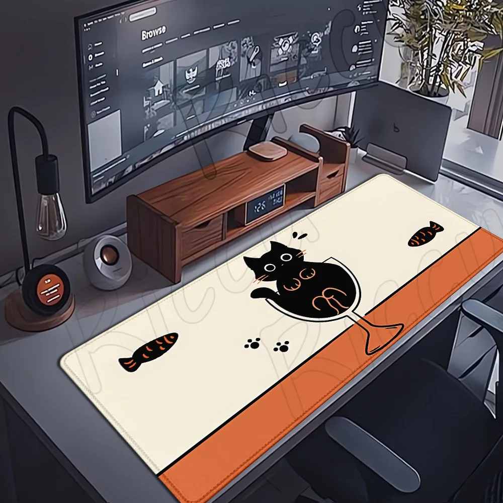 Cute Coffee Cat Mouse Pad Computer XL Keyboard Mats Large Gaming Mousemat PC Gamer Desk Mat Office Home Table Extended Mause Pad