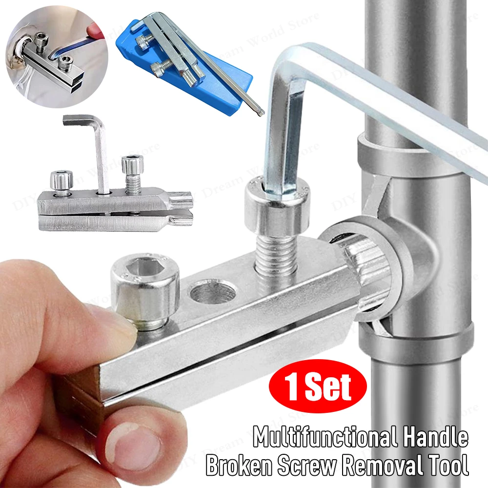 

1set Hex Stripped Screw Extractor Set Multifunctional Handle Broken Screw Removal Tool Bolt Extractor Kit Pipe Extractor