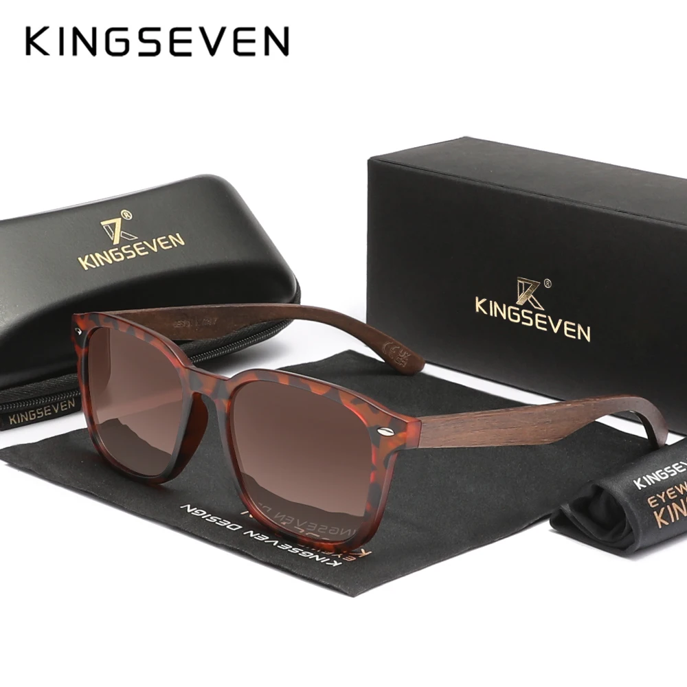 KINGSEVEN Walnut Wooden Sunglasses Women/Men Polarized Anti-UV400 Lens Fashion Cycling Glasses Cat Eye Sports Driving Eyewear