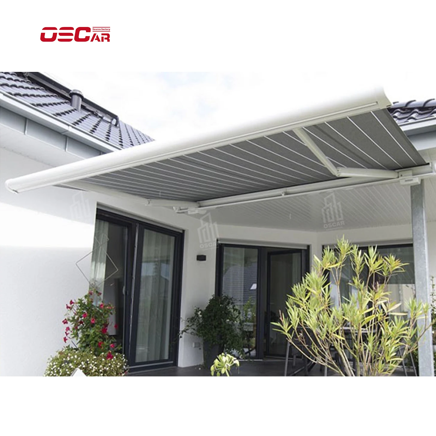 Customized double-sides retractable awning free standing awning parking lot awning