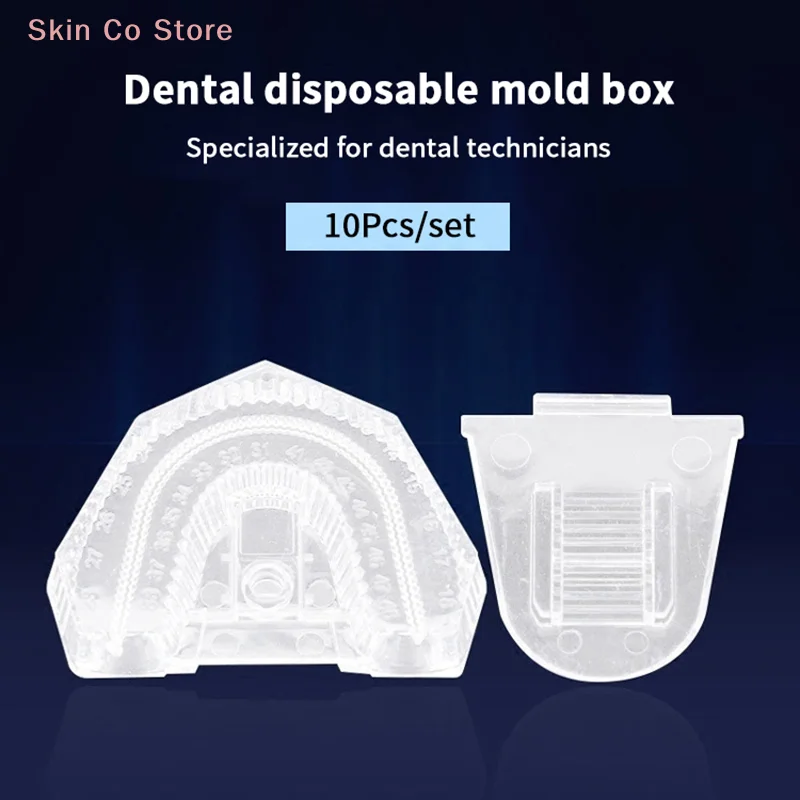 [CO]10Pcs Dental Transparent Disposable Mold Base Denture Tray Sectioned Base Kit For Dental Lab Tools Plastic Clear Base Box