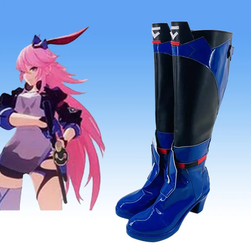 

Game Honkai Impact 3 Yae Sakura Cosplay Shoes Long Dark Blue Boots Yae Sakura Cosplay Costume Prop Shoes for Halloween Party