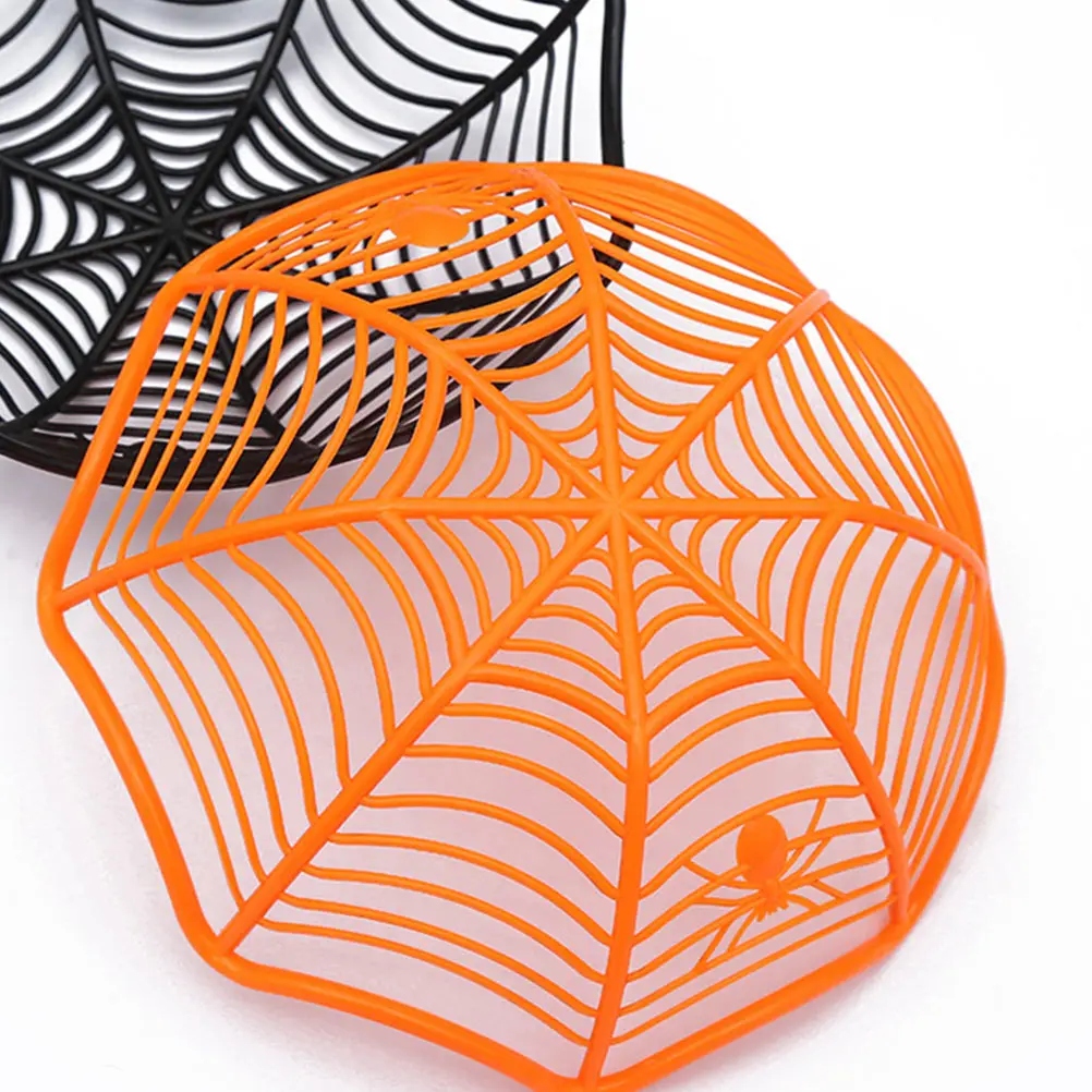 

2Pcs Spider Web Fruit Basket Hollow Container Pp Halloween Kitchen Storage Snack Vegetable Home Restaurant Buffet